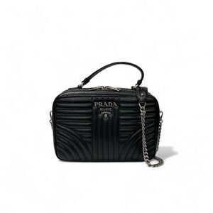 Prada Bag Shoulder Bag Black Silver Logo Diagram Shoulder Chain Bag 2way